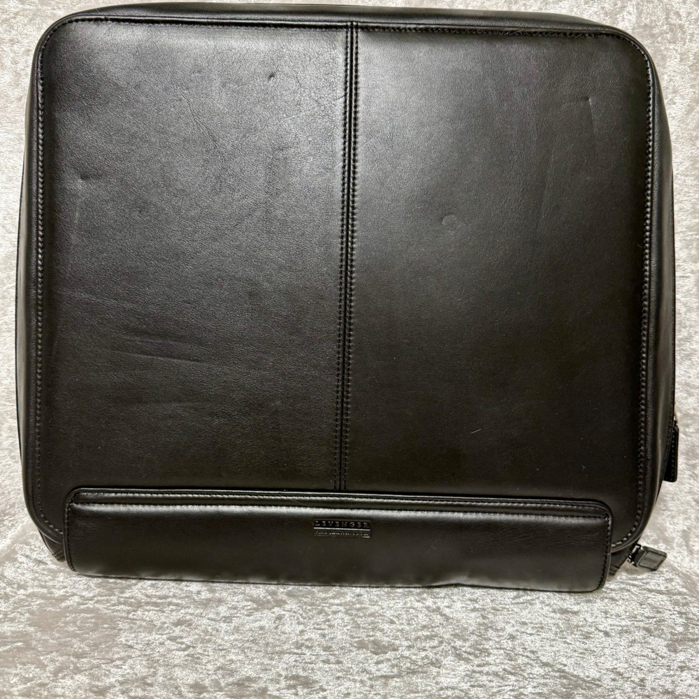 Levenger‎ Black Leather Laptop SleevePortfolio Business Organizer Zip Around